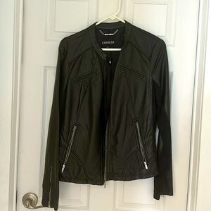 Black “leather look” jacket - super cute !! VGUC L